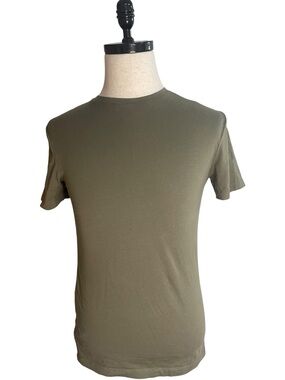 Zara Man Basic Slim Fit T-Shirt Olive Green